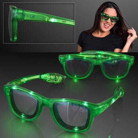 Green LED Nerd Glasses