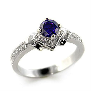 8X006 - 925 Sterling Silver Ring Rhodium Women AAA Grade CZ Tanzanite
