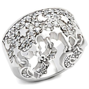 8X015 - 925 Sterling Silver Ring Rhodium Women AAA Grade CZ Clear