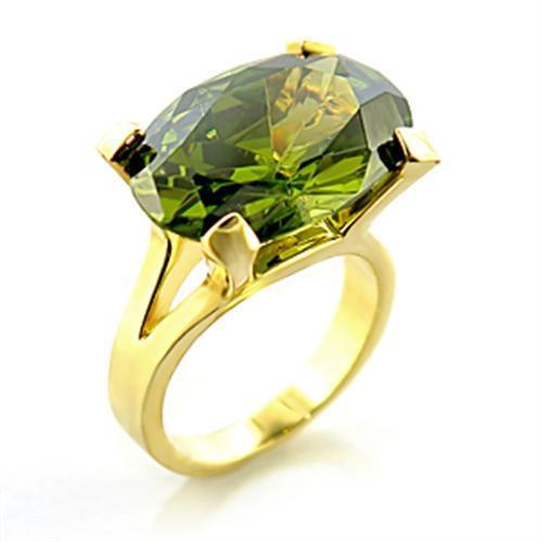8X101 - Brass Ring Gold Women AAA Grade CZ Olivine color