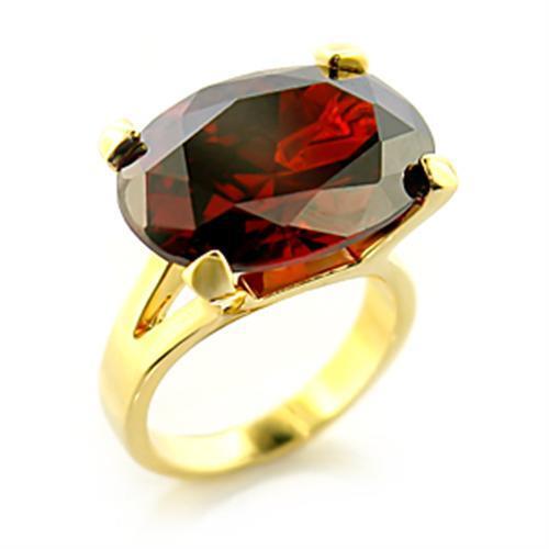 8X102 - Brass Ring Gold Women AAA Grade CZ Garnet