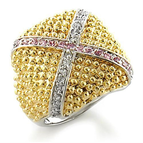 8X144 - Brass Ring Gold+Rhodium Women AAA Grade CZ Rose