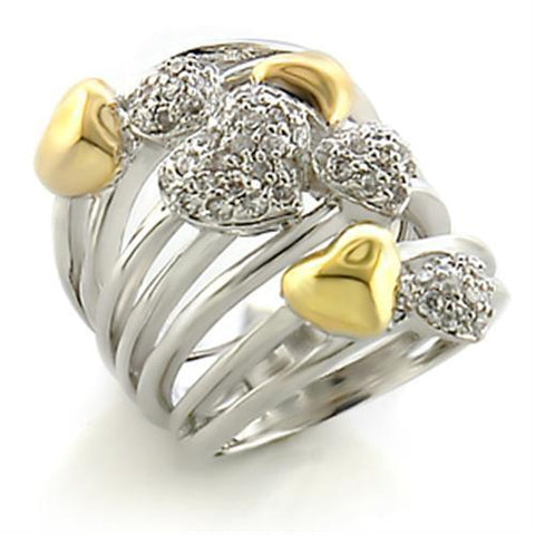 8X149 - Brass Ring Gold+Rhodium Women AAA Grade CZ Clear