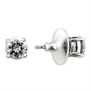 8X163 - Brass Earrings Rhodium Women AAA Grade CZ Clear