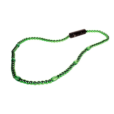LED Necklace with Green Beads
