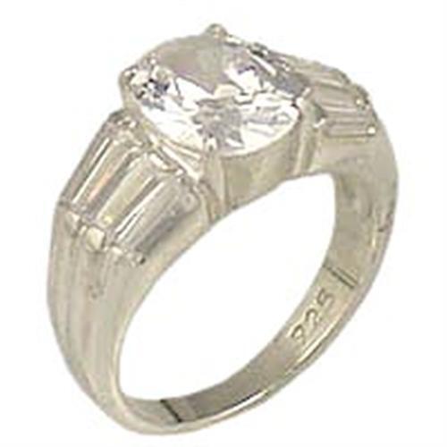 9B035 - 925 Sterling Silver Ring High-Polished Women AAA Grade CZ Clear