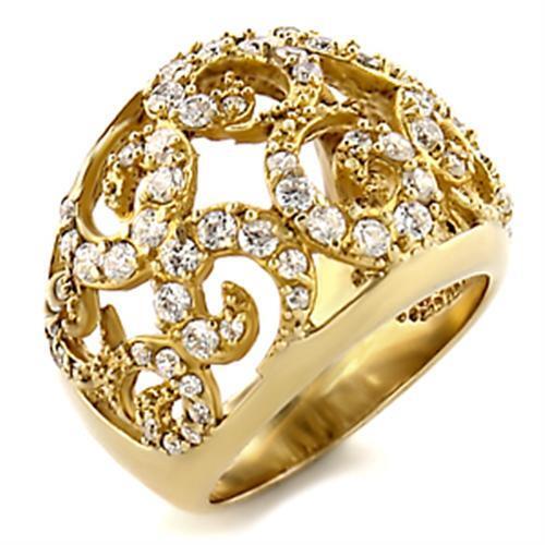 9W070 - Brass Ring Gold Women AAA Grade CZ Clear