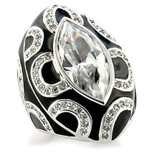 9W160 - Brass Ring Rhodium Women AAA Grade CZ Clear