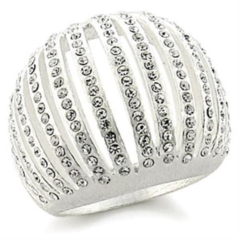 9W175 - Brass Ring Silver Women Top Grade Crystal Clear
