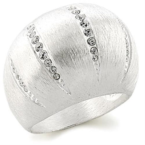 9W177 - Brass Ring Silver Women Top Grade Crystal Clear