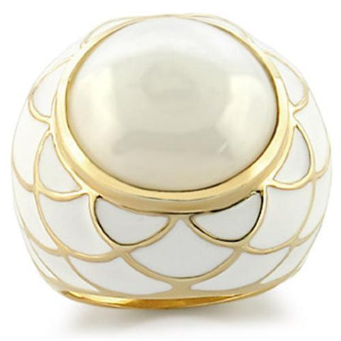 9W185 - Brass Ring Gold Women Milky CZ White