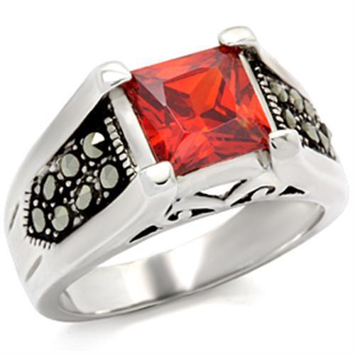 9X019 - 925 Sterling Silver Ring Antique Tone Women AAA Grade CZ Garnet