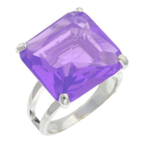 9X030 - 925 Sterling Silver Ring High-Polished Women AAA Grade CZ Amethyst