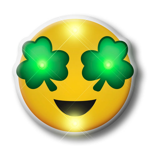 St Patrick's Day Irish Shamrock Eyes Emoji Flashing Body Light Lapel Pins
