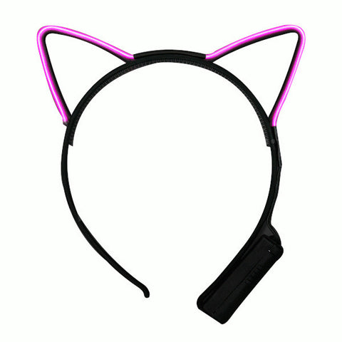 Electro Luminescent Cat Animal Ears Headband Pink