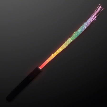 Multicolor LED Fiber Optic Wand with Black Handle