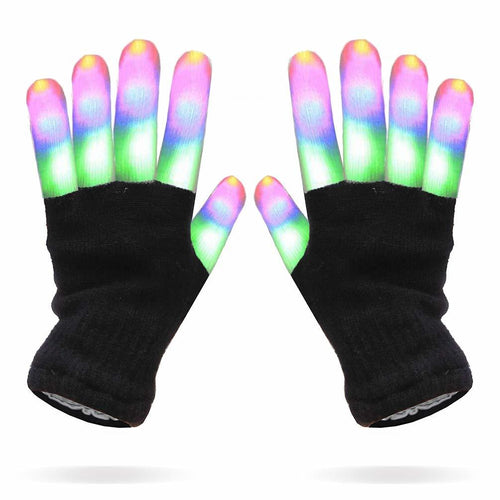 Multicolor Stripes LEDs Black Gloves