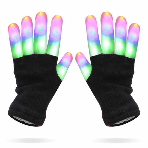 Multicolor Stripes LEDs Black Gloves