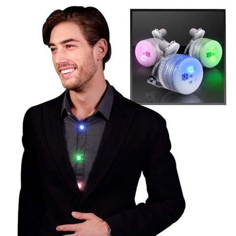Assorted Color Round LED Blinky Clip On Pins