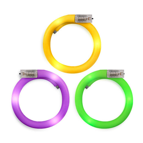 Assorted LED Mardi Gras Tube Bracelets Pack of 12