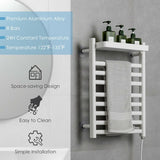110W Electric Heated Towel Rack with Top Tray for Bathroom and Kitchen