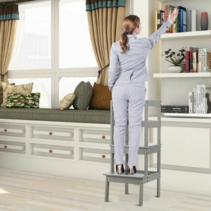 Wooden Kids Kitchen Learning Toddler Tower with Safety Rail