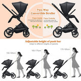2-in-1 Convertible Baby Stroller with Oversized Storage Basket