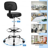 Swivel Drafting Chair with Retractable Mid Back and Adjustable Foot Ring-Black