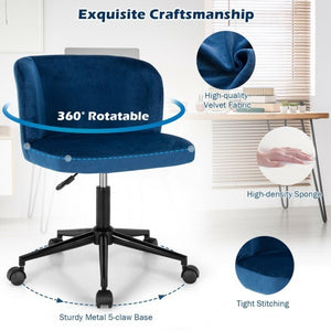 Velvet Leisure Office Chair with Adjustable Height-Pink