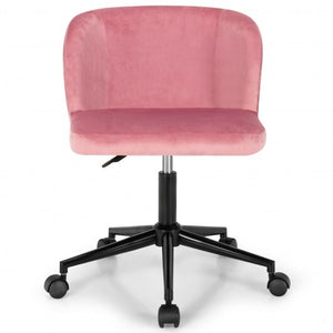 Velvet Leisure Office Chair with Adjustable Height-Pink