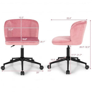 Velvet Leisure Office Chair with Adjustable Height-Pink