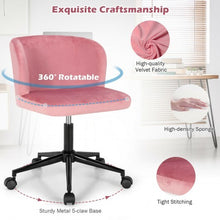 Velvet Leisure Office Chair with Adjustable Height-Pink