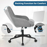 Fabric Home Office Chair with Rocking Backres-Gray