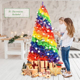 7 Feet Artificial Hinged Traditional Christmas Tree with Metal Stand