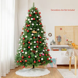 8 Feet Unlit Hinged PVC Artificial Christmas Pine Tree with Red Berries