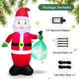 5 Feet Christmas Inflatable Santa Claus Holding Gift Bag for Yard and Garden Lawn