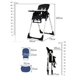 Foldable High chair with Multiple Adjustable Backrest-Black