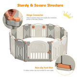 16 Panel Activity Safety Baby Playpen w- Lock Door-Beige