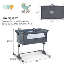 Adjustable Baby Side Crib  - Music Box & Toys-Dark Gray