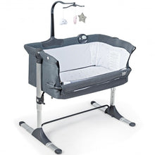 Adjustable Baby Side Crib  - Music Box & Toys-Dark Gray