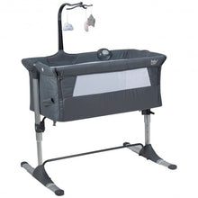 Adjustable Baby Side Crib  - Music Box & Toys-Dark Gray