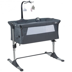 Adjustable Baby Side Crib  - Music Box & Toys-Dark Gray