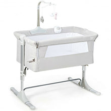 Adjustable Baby Side Crib  - Music Box & Toys-Light Gray