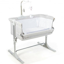 Adjustable Baby Side Crib  - Music Box & Toys-Light Gray