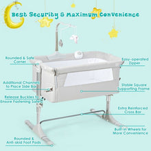 Adjustable Baby Side Crib  - Music Box & Toys-Light Gray