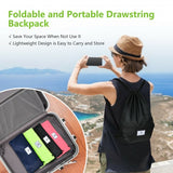 Drawstring Backpack String Bag Foldable Sports Sack with Zipper Pocket-Black