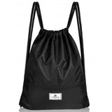 Drawstring Backpack String Bag Foldable Sports Sack with Zipper Pocket-Black