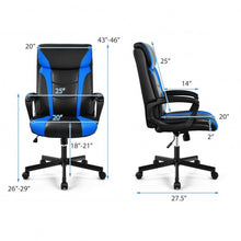 Swivel PU Leather Office Gaming Chair with Padded Armrest-Blue