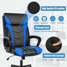 Swivel PU Leather Office Gaming Chair with Padded Armrest-Blue