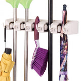 Wall-mounted Mop Holder Hanger with 5 Positions -Dark Gray